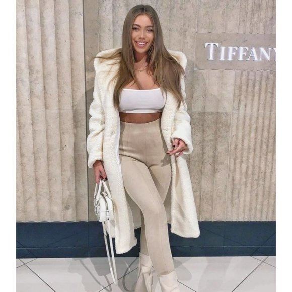 1 DAY SALE! Long Sleeve Hoodie Hooded Long Maxi Borg Teddy Bear Fur Coat - Picture 11 of 15